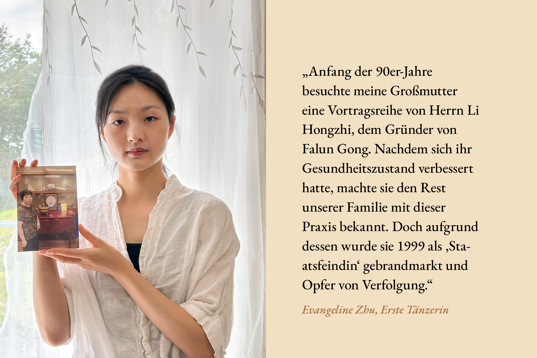 In eigenen Worten: <a target='_blank' href='https://www.shenyuncommunity.org/post/evangeline-zhu'>Lesen Sie hier die Geschichte der Ersten Tänzerin Evangeline Zhu.</a>