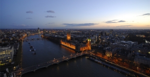 Our last night before going back to the U.S., from atop the London Eye, we were rewarded with this spectacular view as the sun set on our European tour. (TK Kuo)