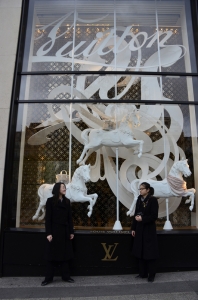 As we continued down Champs-&Eacute;lys&eacute;es, we just had to take a photograph of the world's first Louis Vuitton. (Annie Li)