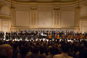 Conductor Milen Nachev and the Shen Yun Symphony Orchestra after performing Pyotr Ilyich Tchaikovsky's vibrant Polonaise from Eugene Onegin.