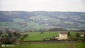 Having arrived in Europe, the company headed to Switzerland through the lovely French countryside. (photo by projectionist Annie Li)