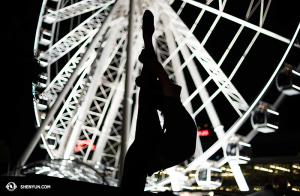 Principal Dancer Lily Wang in front of the Brisbane Wheel. (photo by dancer Stephanie Guo)