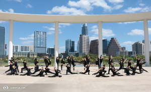 On the last day of performances in Texas, Shen Yun Touring Company dancers posed for this photo outside of the Long Center for the Performing Arts in Austin. (photo by Helen Li)