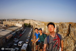 And crossed over to Israel, where they took a walk on the ramparts of Old Jerusalem.