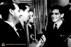 Back stage, principal bass player Juraj Kukan stepped back in time to converse with Leonard Bernstein.