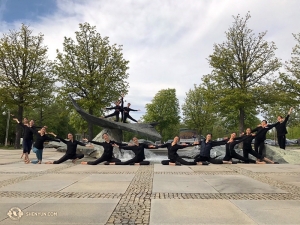 The dancers in front of Ludwigsburg’s Forum am Schlosspark theater, where Shen Yun performed two shows. (Photo by dancer Nancy Wang)