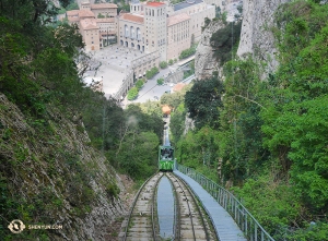To get to the top of the cliffs, some took a steep ride on the funicular. (Photo by Jun Liang)