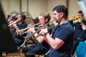 Trumpeter Andon Markov and brass section pals.