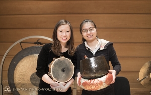 These instruments may be small, but the sound they produce is amazingly resonant. Percussionists Tiffany Yu and Jazmine Jia.