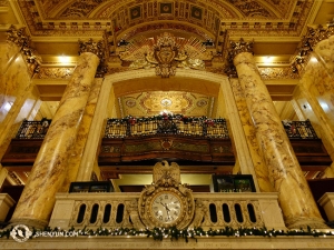 The clock at the Boch Center Wang Theatre says it’s showtime in Boston. (Photo taken by dancer Joe Huang)