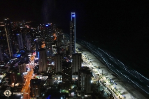 A night view of a Pacific Ocean beach along Australia's Gold Coast. (Photo by Projectionnist Annie Li)
