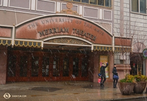 Meanwhile, in Philadelphia, the Shen Yun World Company could be seen walking in front of the Merriam Theater where they had 20 performances—more than any other city in the world! (Photo by dancer Ben Chen)