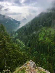 At the edge of a cliff in Demänovská Valley, part of the Low Tatras mountain range of the Inner Western Carpathians. All who hike here are rewarded with spectacular scenery.
