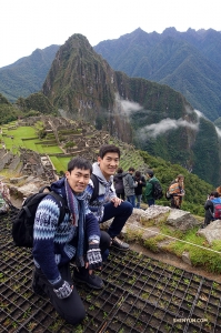 After hiking to the top, Felix and Alex pause for a shot.
