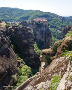 The nearby monastery of Varlaam seen from a different mountaintop.