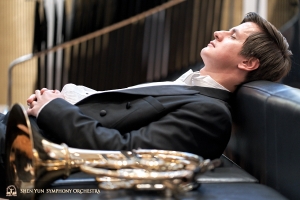 Horn player Andrei Bekhterev's pre-show power up.