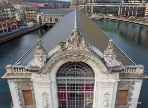 The northern fa&ccedil;ade of the Batiment des Forces Motrices. (Photo by dancer Andrew Fung)