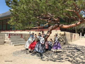 伝統の美と雅に包まれ、景福宮の淑女になり切る奏者たち。
