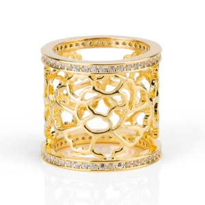 Tang Flower Scarf Ring Gold