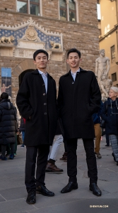 Dancers Hungwei Sun (left) and Eric Wang of Shen Yun Touring Company enjoy Florence, Italy between performances. 

(Photo by dancer Andrew Fung)