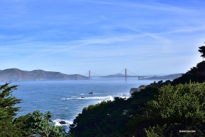 So close, yet so far: the mile-long Golden Gate Bridge seen from afar.

(Photo by Johnny Chao)