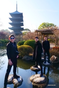 Dancers carefully step along the stones of the surrounding grounds before stepping along to the next tour city. Return next week to see more photos (Photo by Tony Zhao)