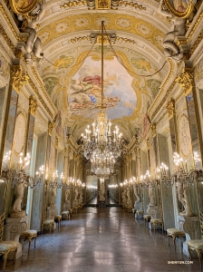 The stunning Gallery of Mirrors at the Royal Palace Museum in Genoa. (Photo by Han Ye)