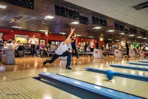 The group hits the bowling alley for some friendly competition. (Photo by Tony Xue)