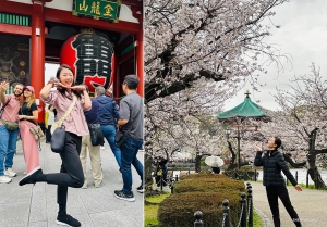 演員們在日本最古老的公共公園之一——上野公園賞櫻，也前往東京最古老的寺廟淺草寺參訪。